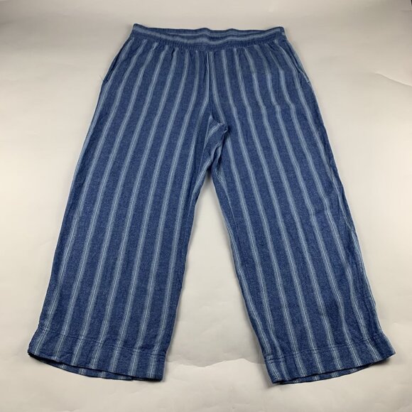 Old Navy Bright Blue Stripe Linen Blend Wide Leg Lounge Pant XL - Picture 1 of 7